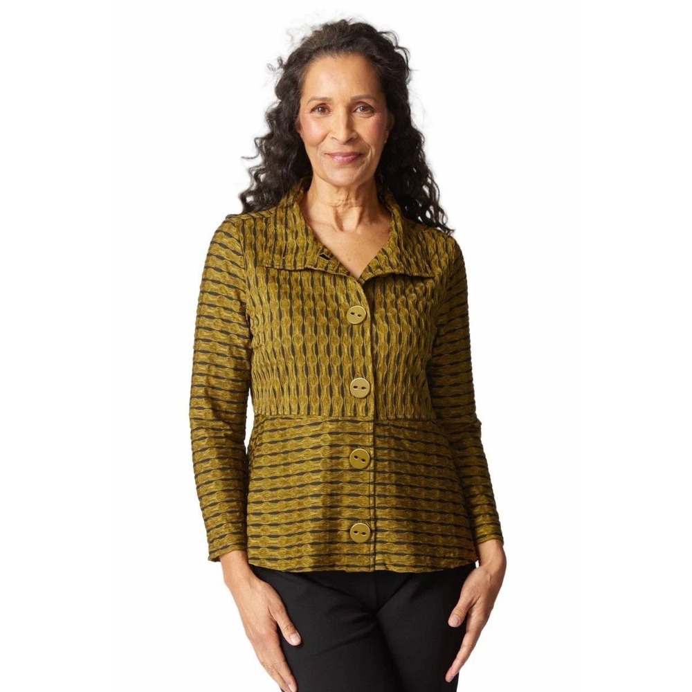 Habitat Newport Knit Downtown Jacket Avocado Green Women L Lagenlook Earthy Chic
